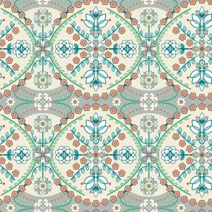 Kami - Teal Geo floral pattern