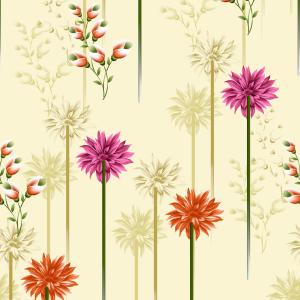 Vintage Beige Floral Stem Pattern