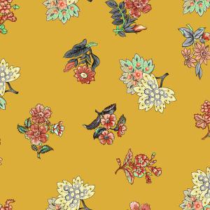 Mustard Floral Scatter Seamless Pattern Design