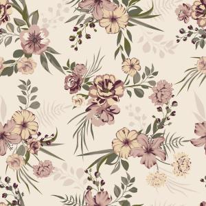 Classic Beige Floral Botanical Seamless Pattern