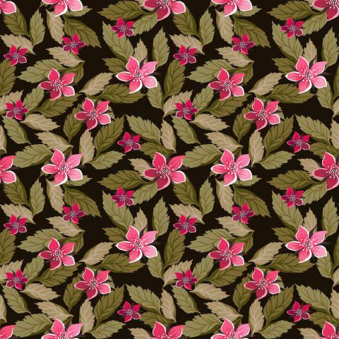 Pink flowers and green leaves