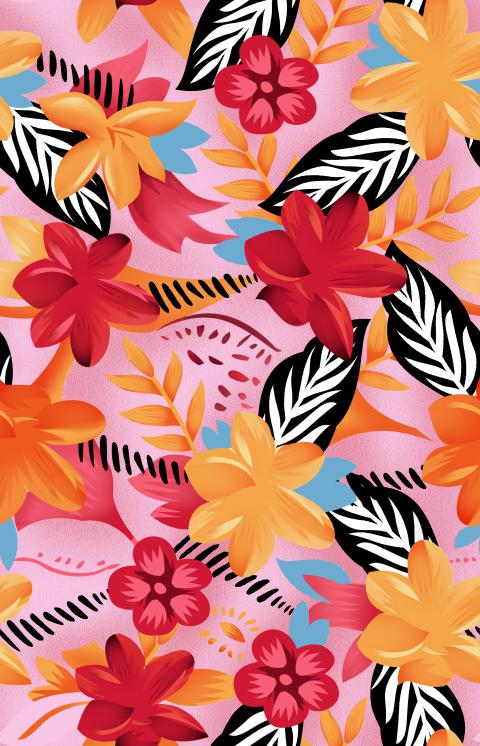 Bright Tropical Floral Colorful Seamless Pattern