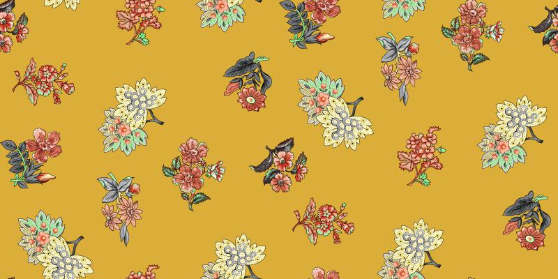 Mustard Floral Scatter Seamless Pattern Design