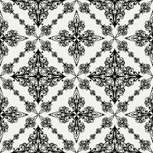 Classic Black Damask Diamond Tile Geometric Line Art