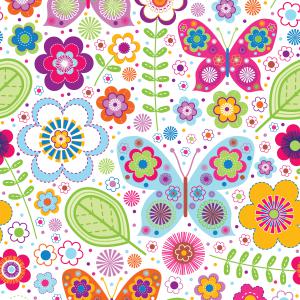 Colorful Butterfly Floral Fun Seamless Pattern Design