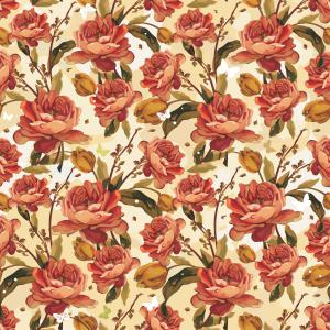 Vintage Style Warm Orange Roses with Delicate White Butterflies