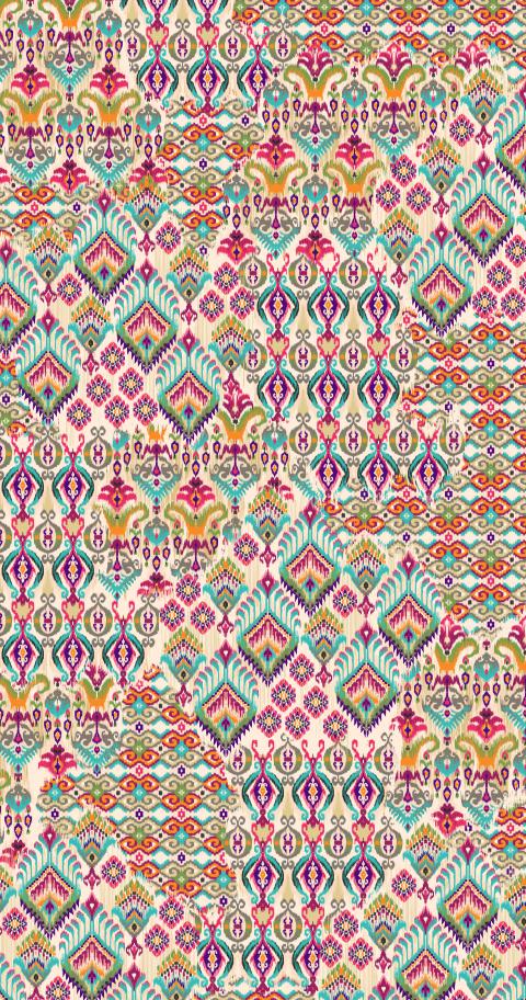 Colorful Ethnic Ikat Patchwork Pattern Design