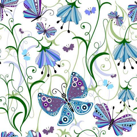 Butterflies and flowers pattern