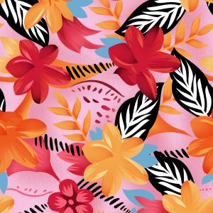 Bright Tropical Floral Colorful Seamless Pattern