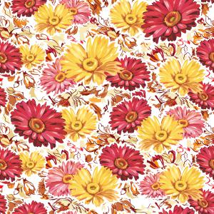 Vibrant Red and Yellow Gerbera Daisy Seamless Floral Pattern