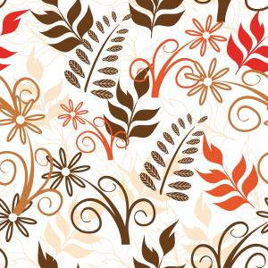 Stylized leaves and warm flowers