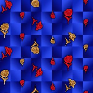 Blue Checkered Rose Pattern