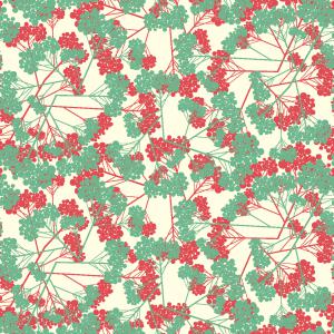 Abstract Red Green Floral Berry Seamless Pattern Design