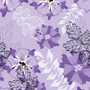 Purple Floral Artistic Seamless Pattern Design