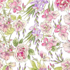 Soft Pastel Floral Garden Seamless Pattern
