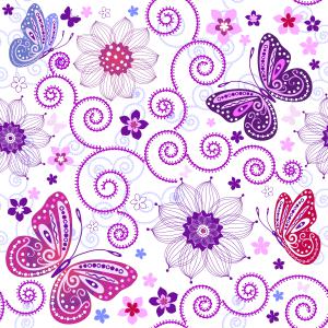 Purple Butterfly Floral Abstract Seamless Pattern Design