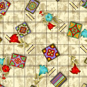 Floral Tile Grid Decorative Design