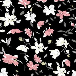 Minimal Black Floral Scattered Seamless Pattern