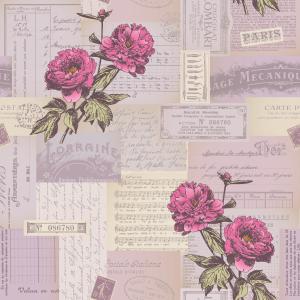 Vintage paper collage and flower