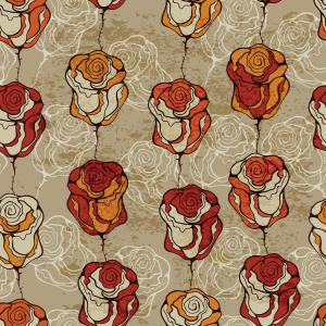 Seamless pattern stylized "funky" roses
