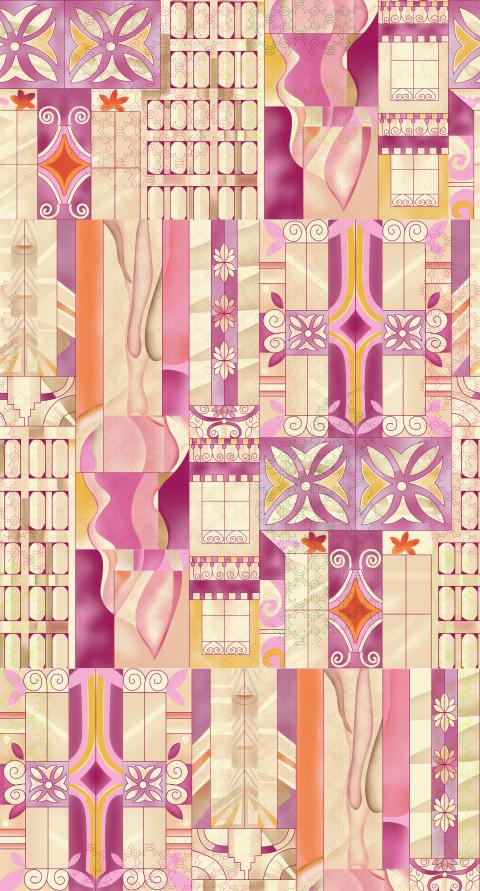Abstract Geometric Patchwork Decorative Pattern