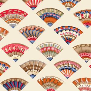 Decorative Fan Motif Seamless Pattern Design