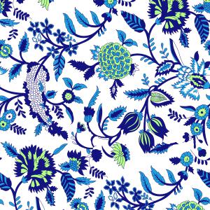 Blue Floral Vine Seamless Pattern