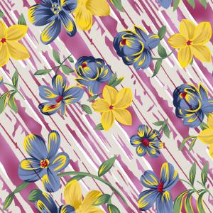 Diagonal Floral Stripe Seamless Pattern Design