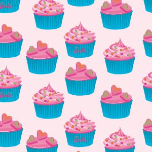 Barbie pink cupcakes with blue wrappers
