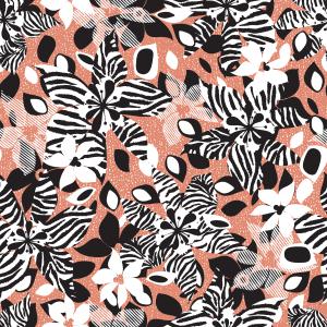 Zebra Floral Seamless Pattern Design on Peach Background