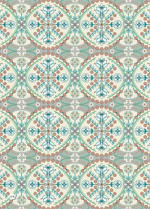 Kami - Teal Geo floral pattern