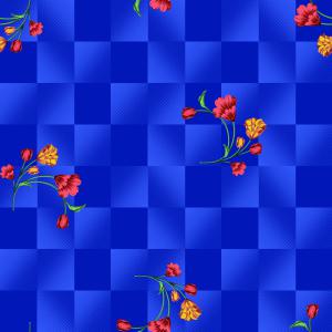 Blue Check Floral Seamless Pattern