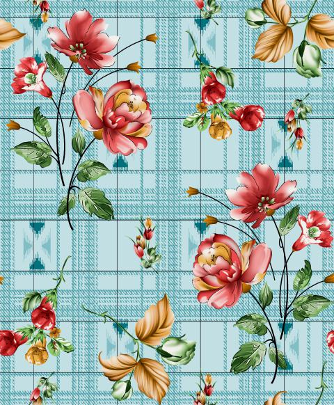 Floral Plaid Fusion Seamless Pattern Design