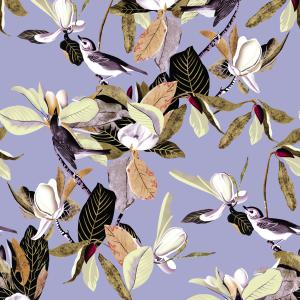 Vintage Bird Floral Botanical Seamless Pattern