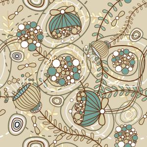 Abstract Botanical Circular Floral Seamless Pattern Design