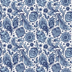 Blue/White floral and paisley motifs