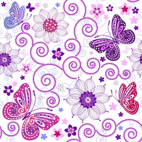 Butterflies and stylized floral elements