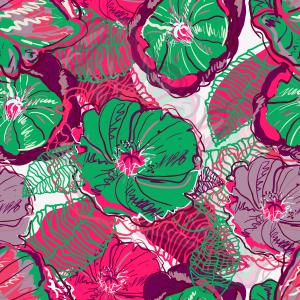 Abstract Floral Artistic Brush Style Seamless Pattern