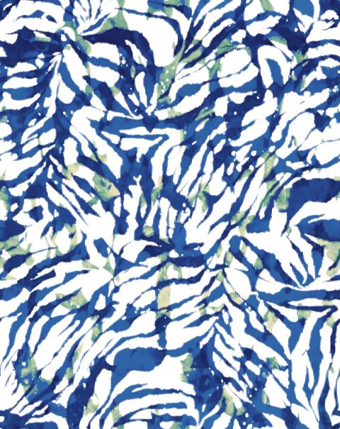 Abstract Blue Watercolor Leaves Seamless Pattern