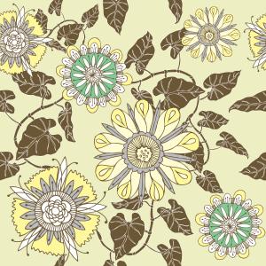 Hand Drawn Sunflowers and Heart Shaped Leaves in Earth Tones