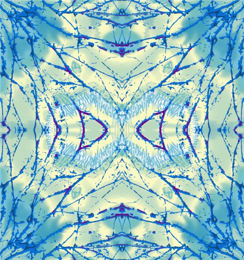 Abstract Symmetrical Blue Branch Pattern with Artistic Modern Style