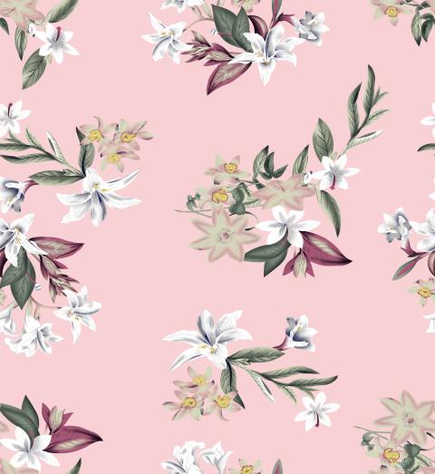 Soft Pink Floral Seamless Pattern Design