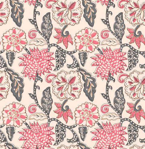 Traditional Indian Kalamkari Floral Seamless Pattern for Textile Design