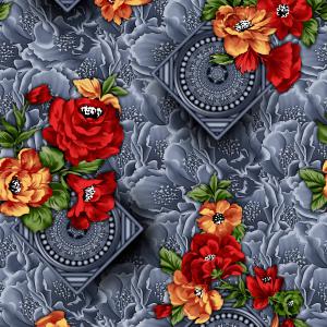 Grey Floral Medallion Luxury Pattern