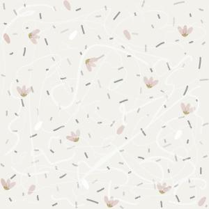 Floral elements, scattered linear and oval shapes