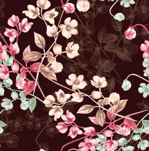 Dark Floral Branch Elegant Seamless Pattern