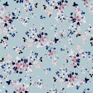 Soft Blue Watercolor Floral Seamless Pattern Design