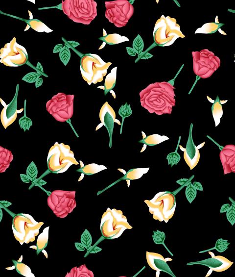 Rose and Lily Floral Seamless Pattern Design