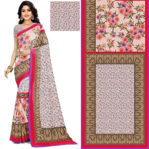 Peach Paisley Border Saree