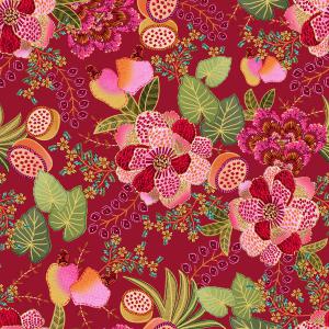 Red Floral Vintage Seamless Pattern Design